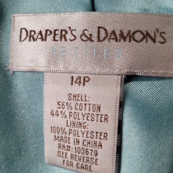 Draper's and Damon's Tiffany Blue & White Blazer, Size 14P - Picture 3 of 11